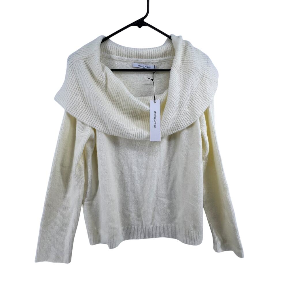 Stitches & Stripes Size XL Sweater NEW Cream Off The Shoulder Soft